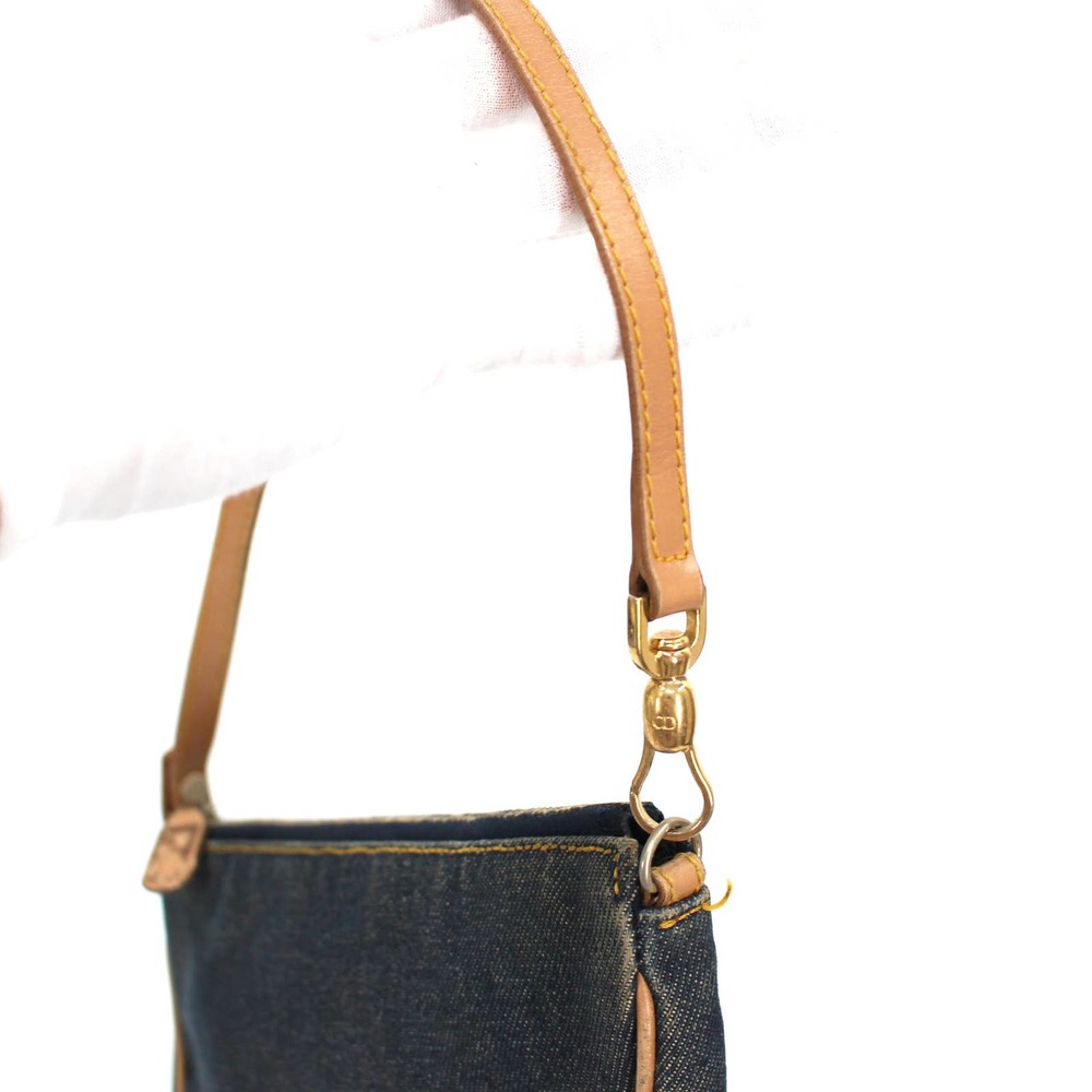 Christian Dior Dark Wash Denim Leather Trim Mini Saddle Shoulder Bag Vintage CD - Picture 3 of 8